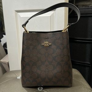 Coach Mollie Bucket Bag 22 In Signature Canvas in "Gold/Brown Black"